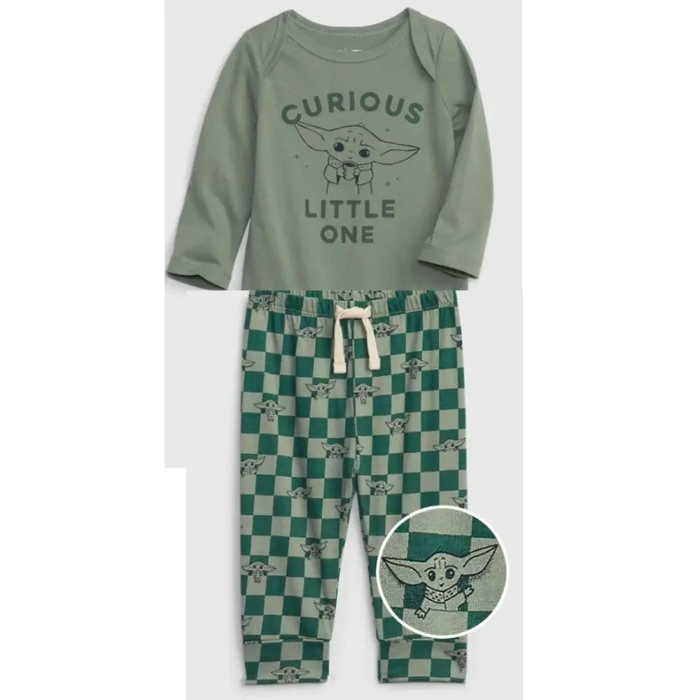 NWT Baby Gap Star Wars Baby Grogu Bodysuit and Pull on Pants in Gasoline Green